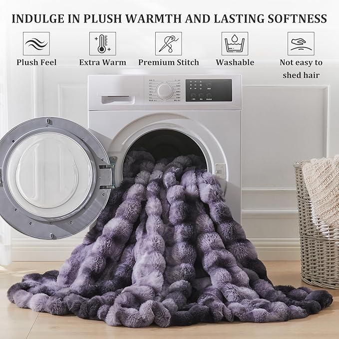 Faux Fur Throw Blanket for Couch, 1000 GSM Cozy Fuzzy Fluffy Soft Plush Thick Bubble Sherpa Blanket for Sofa Bedroom Living Room, Mothers Day Birthday Gifts for Women Home Decor