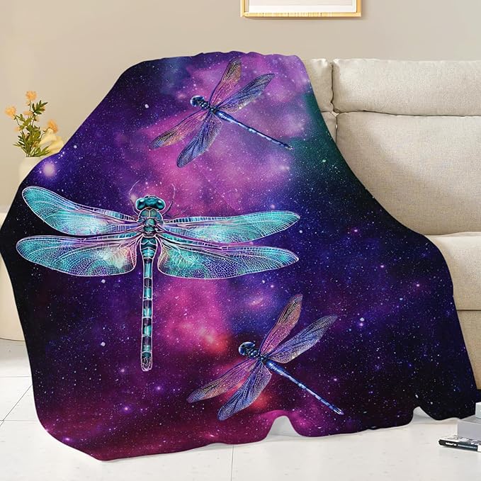 Dragonfly Blanket Gifts for Girls Boys Dragonfly Lovers Throw Blankets Cozy Plush Fleece Flannel Fuzzy for Women Men Decor 50"X40"