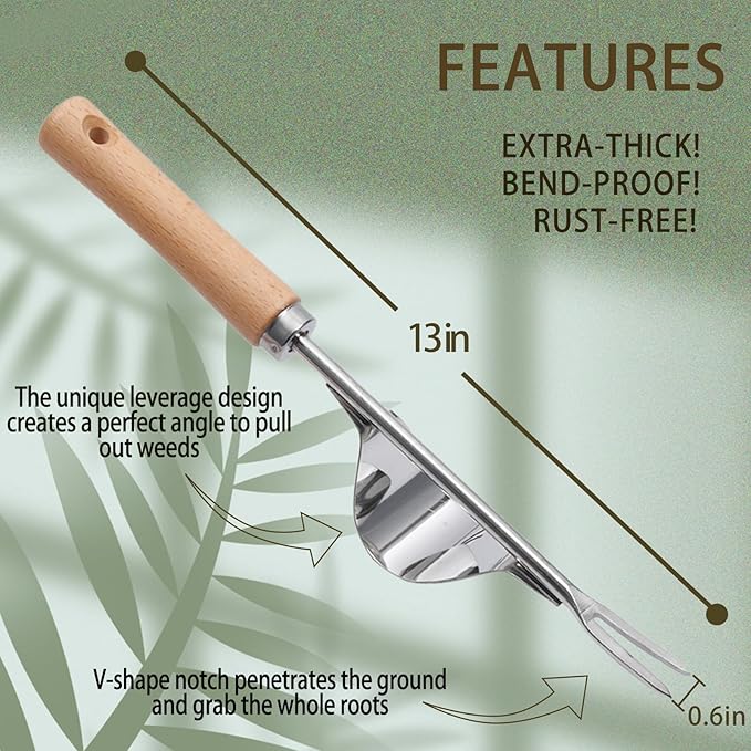 3 Pack Weed Puller Tool, Manual Hand Weeder Paver, Crack Weeder, Stainless Steel Crevice Weeding Digger Tool, Paving Brick Moss Removal, L-Shape Gardening Crack Sickle for, Lawn Edger and Driveway