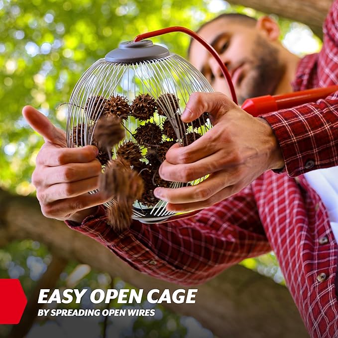 GARDEN WEASEL Medium Nut Gatherer Roller – Nut Collector Tool for Pecans, Hickory Nuts, Golf Balls and More – Yard Picker Upper with Durable Steel Cage and Ergonomic Handle - Newest Model