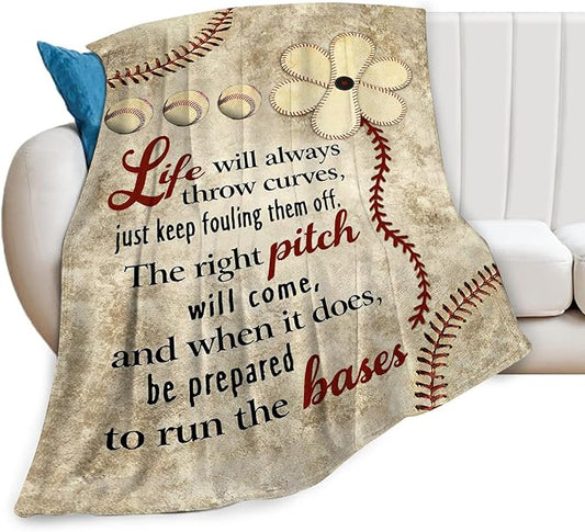 Baseball Blanket Gifts for Girls Boys Lovers Soft Warm Plush Baseball Life Throw Blanket Flannel Fleece Fuzzy Sport Stuff Blanket for Bed Couch Living Room Decor 80"X60"