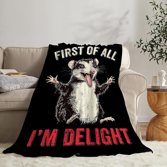 Opossum Blanket Gifts for Boys Girls Soft Warm Plush Funny Opossum Throw Blanket Flannel Fleece Fuzzy Stuff Blanket for Bed Couch Living Room Decor 60"X50"