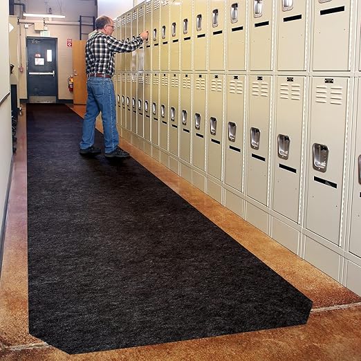 PIG Grippy Floor Mat | Industrial Entrance Mat with Adhesive Backing | 4' x 100' Mat Runner | Black | GRP48200-BK