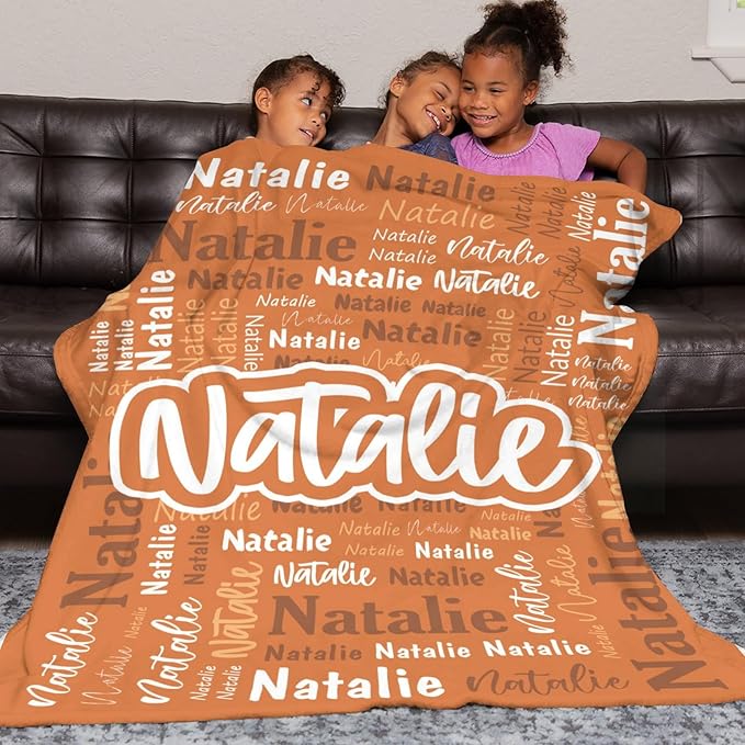 Custom Blanket with Name Personalized Blankets for Kids Adult Boys Girls Flannel Monogrammed Customized Blankets Throw (30''x40'')