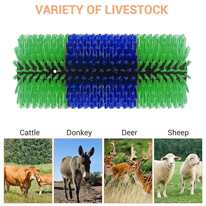 2 Pack Livestock Scratching Brush Horse Massage Grooming Brushes with 8 Screws for Goat,Cattle,Cow,Sheep, Horses,Pigs and Other Animal Back Scratching