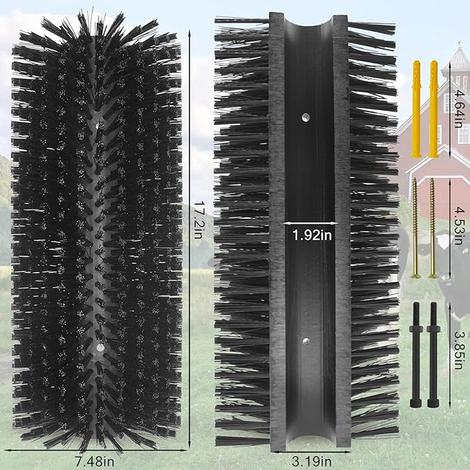 Livestock Scratching Brush Goat Scratcher Tool Full Massage Grooming Brushes with 4 Screws for Cow,Cattle,Cow,Sheep, Horses,Pigs