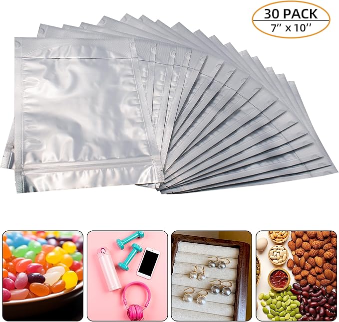 1 Quart 240 Packs Mylar Bags For Food Storage, 7"x 10" Mylar Bags With Window, Freeze Dried Candy Bags, Reusable Storage Bags For Food, Mylar Food Storage Bags for Long Term Food Storage