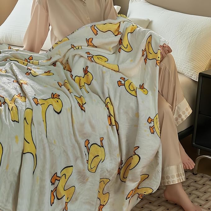 Cute Duck Blanket for Women Girls Kids Adults 50" x 60", Flannel Throw for Sofa Couch Bed Living Room, Gifts for Animal Lovers