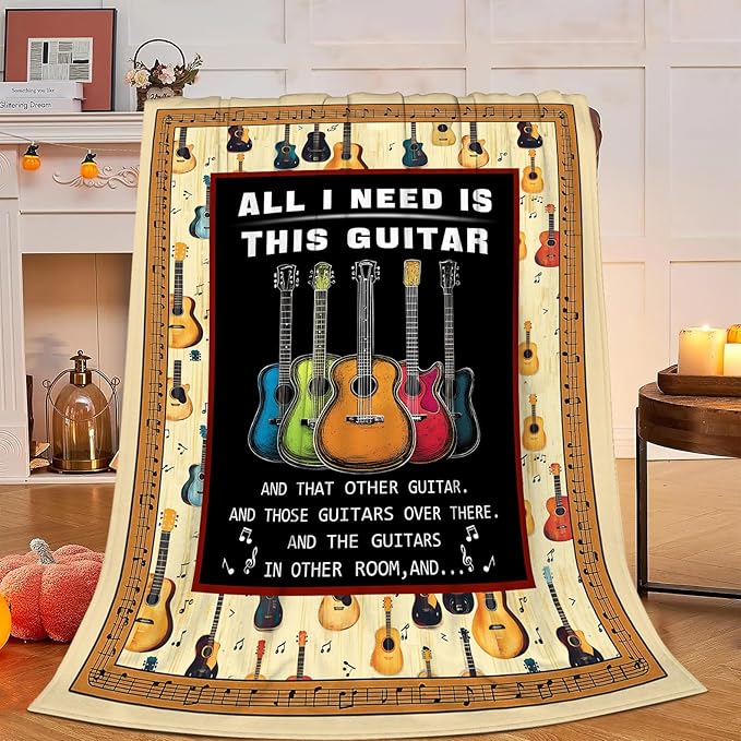Guitar Blanket, Music Guitar Throw Blanket Gifts Blankets Stuff Fleece Flannel Plush for Girls Women Men Boys Lovers Adults Soft Bedding Gift for Sofa Bed Office Home Decor 40"X50"
