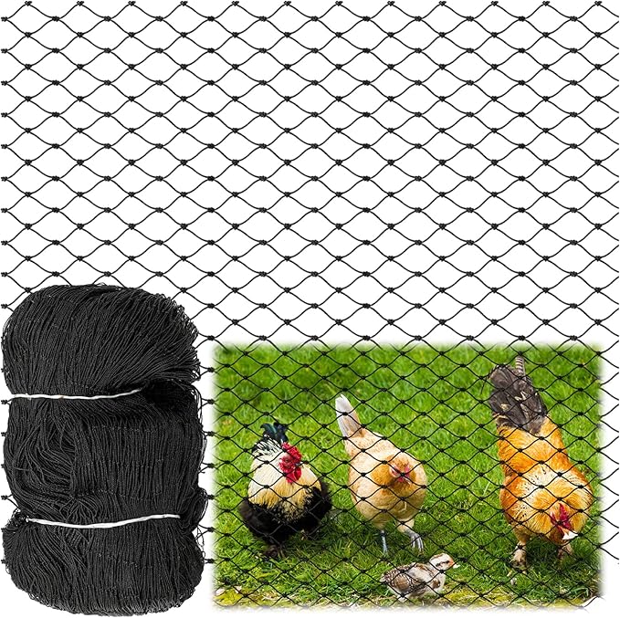 25 x 25 ft Aviary Bird Netting Commercial Grade Heavy Duty Knotted 2 inch Mesh for Chicken Netting Poultry Net Aviary Gamefowl Garden Blueberries Fruit Trees