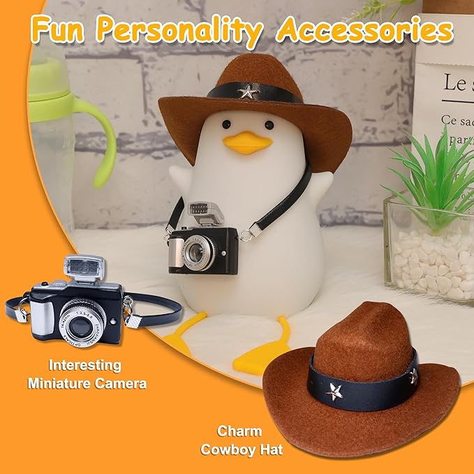 Duck Night Light, Squishy Duck Lamp, Cute Bedside Ducks Funny Nightlight with Dimmer & Timer & Rechargeable for Room Decor, Duck Gifts for Girls, Boys, Women, Little Ones-Cowboy Duck