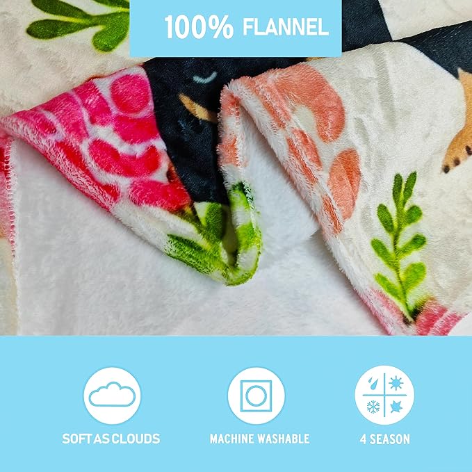 Cute Dachshund Blanket for Women Girls Kids Adults 50" x 60", Dog Flannel Throw for Sofa Couch Bed Living Room, Gifts for Animal Lovers