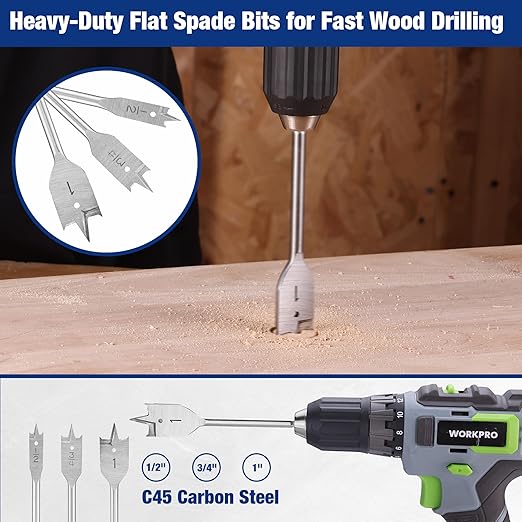 WORKPRO Drill Bit Set, 66-Pieces Impact Driver Bits Set and Screwdriver Bits Set for Screw Driving and Wood Metal Drilling with Storage Case, 1/4" Hex Shank