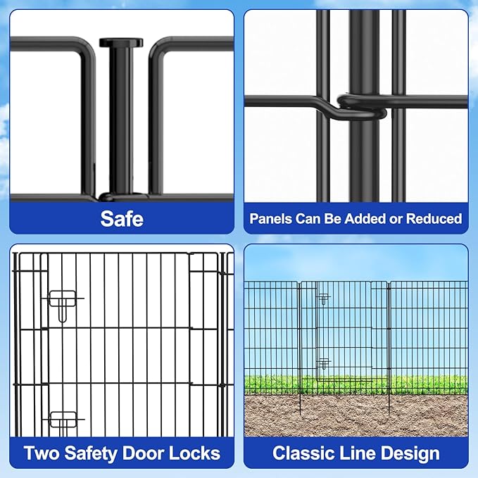 INJOPEXI Decorative Garden Fence 12 Panels 26ft (L)×36in (H) Garden Fences Outdoor with 11 Panels + 1 Gate, Animal Barrier Rabbit Fencing Rustproof Metal Wire Temporary Dog Fence for Yard Lawn Park