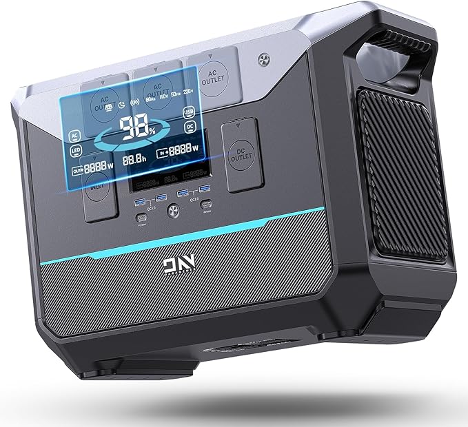 Portable Power Station 1800W (Surge 3000W), 1382.4Wh LiFePO4 Battery Generator, Fast Charging Solar Generator for Camping & RVs, Off-Grid Power Outage, Home Emergency Backup