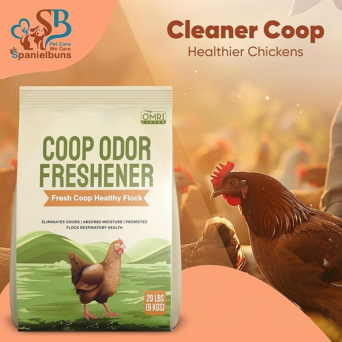 Chicken Coop Refresher - 20 Pounds: All-Natural Odor Eliminator, Moisture Absorber, and Ammonia Neutralizer - Deodorizer,Chicken Coop Accessories for Chickens Run- Remove Smell of Chicken Coops
