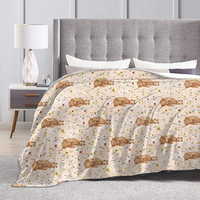 Cow Blanket for Girls Women Gifts for Cows Lovers Highland Cow Throw Blanket for Kids Adults Ultra Soft Cozy Fleece Blanket for Couch Sofa Bed 60"x80"