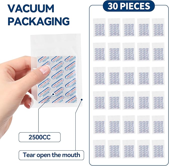 20pcs 5 Gallon Mylar Bags for Food Storage - 10 Mil Thick - Mylar Bags 5 Gallon with 30 Oxygen Absorbers 2500cc, Heat Sealable, BPA-Free – for Strong, Secure Long Term Food Storage, Silver
