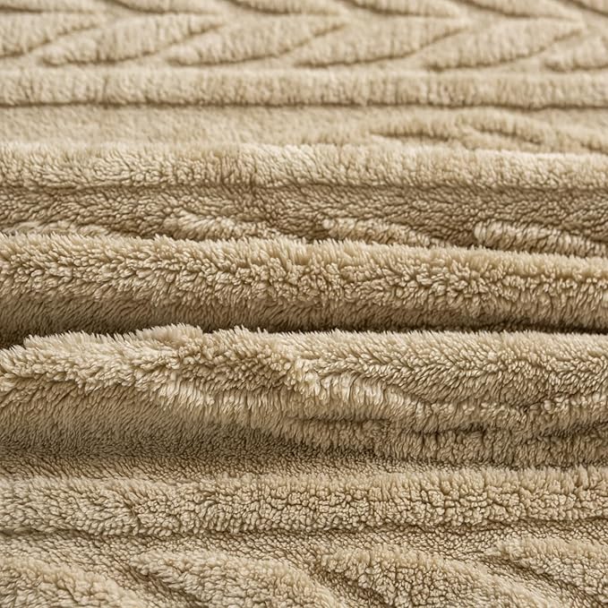 YUSOKI Sherpa Queen Size Blanket-3D Stylish Design Super Soft Fuzzy Cozy Warm Blanket Thick Plush Fluffy Furry Blankets for Teen Girls Women Couch Bed Sofa Chair Men Boys Gift(Tan,90"x90")