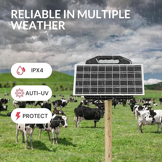 S2500 2.2 Joule Solar Fence Charger, 60 Miles Solar Electric Fence Charger for Livestock, Horses, Cattle Sheep, Portable and Super Tough