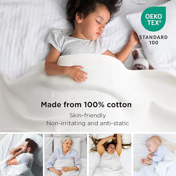 Bedsure 100% Cotton Large Blanket Oversized King for Bed 120x94 inches - Breathable Soft Cozy Herringbone Woven Blanket for Summer, Couch Cover, White