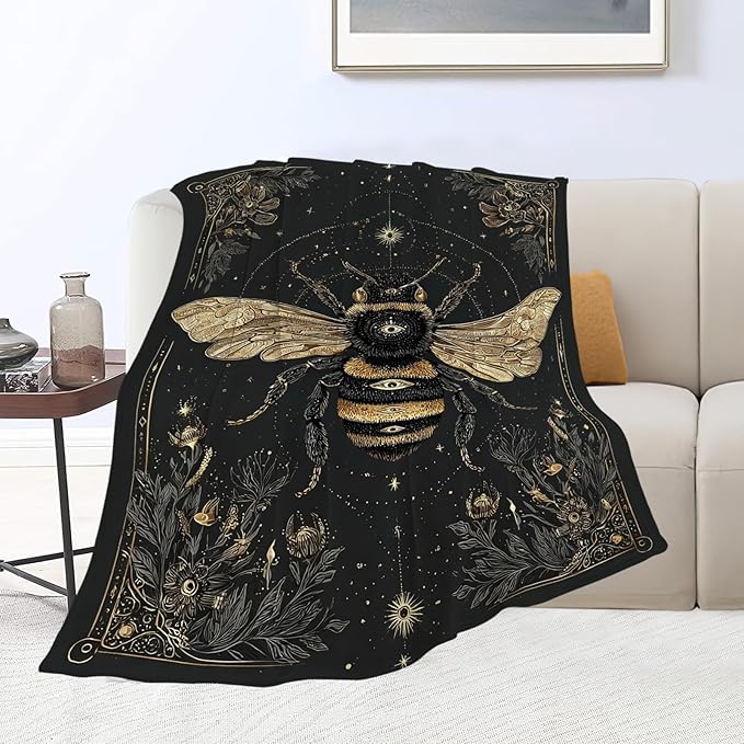 Bee Blanket Bumblebee Animal Throw Blankets Gifts for Girls Boys Kids Bee Lover Soft Cozy Fleece Plush for Couch Sofa Bed 80"x60"