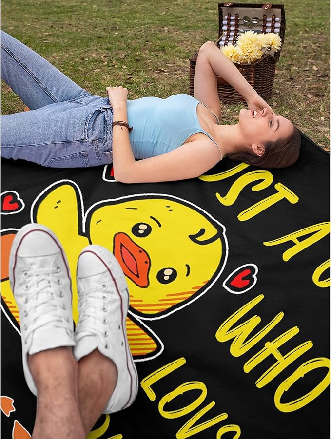 Girl Loves Ducks Custom Throw Blanket with Your Text Personalized Blankets Best Gifts for Family, Friends 50"x40" Small for Kids