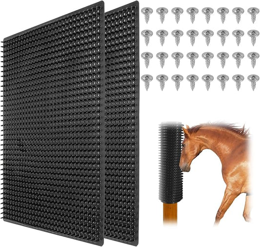 Horse Scratching Post Pad Goat Playground Toys for Horses and Goats to Play with Livestock Scratching Brush for Small Farm Animal Livestock Scratching Post 2 Pack (21.66" x19.68") (Extra Large)