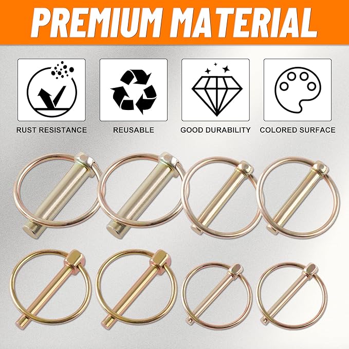 30PCS Heavy Duty Lynch Pins Assortment Kit for Trucks Trailers Tractors Mowers 3 Point Accessories, Farm, Lawn, Hitches, and Garden