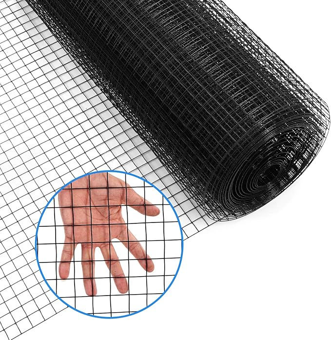 48'' x 50' 1/2inch Hardware Cloth 19 Gauge Black Vinyl Coated Welded Fence Mesh for Home and Garden Fence and Home Improvement Project