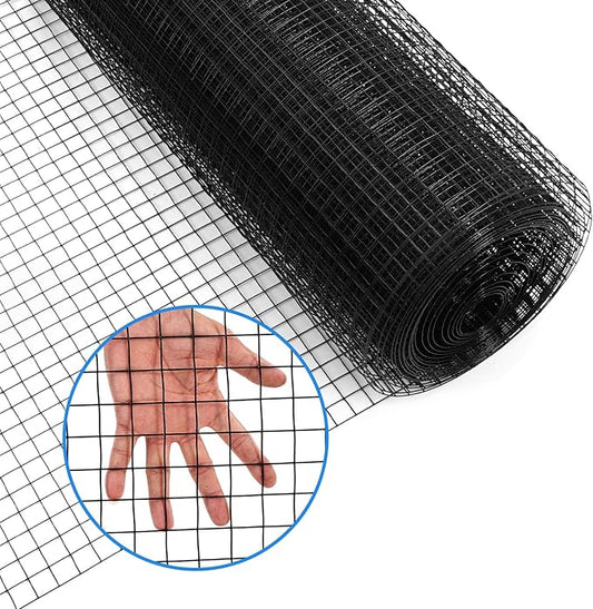 48'' x 50' 1/2inch Hardware Cloth 19 Gauge Black Vinyl Coated Welded Fence Mesh for Home and Garden Fence and Home Improvement Project