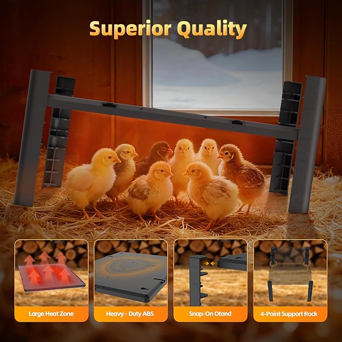 Chick Brooder Heating Plate – Adjustable Temperature Chicken Brooder Heater for Baby Chicks Ducklings Poultry with Height Adjustable Anti-Roost Design Safe Durable ABS Material 95–167℉ Low Energy Use