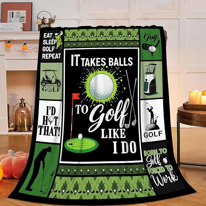 Golf Blanket, Golf Sport Throw Blanket, Golfing Gifts Blankets Stuff Fleece Flannel Plush for Golfers Men Women Lovers Adults Soft Bedding Gift for Sofa Bed Office Home Decor 60"x50"