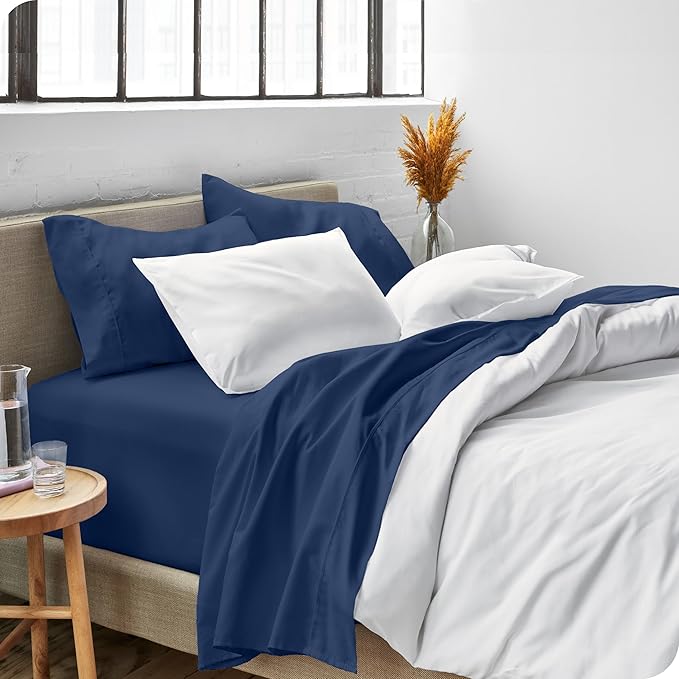 Bare Home Twin XL Sheet Set - College Dorm Size - Luxury 1800 Ultra-Soft Microfiber Twin Extra Long Bed Sheets - Deep Pockets - Easy Fit - Extra Soft - 3 Piece Set - Bed Sheets (Twin XL, Dark Blue)