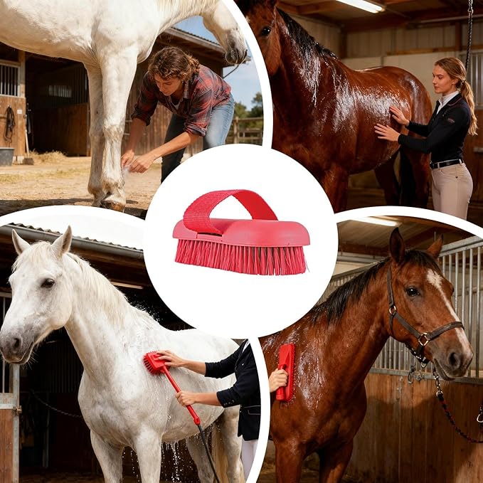 Horse Brush | 2-in-1 Livestock Cleaning Tools - Horse Massage Tools Cleaning Brush,for Bathing Shedding Dematting Washing Goat Cow Cattle Stable Farm Pasture
