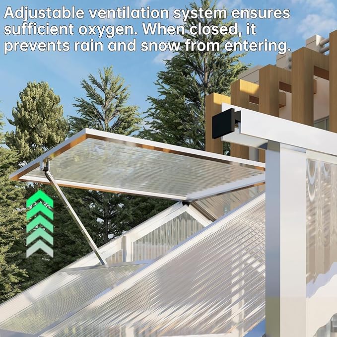 6 x 6 FT Greenhouse for Outdoors,Aluminum Walk-in Greenhouse,Silver