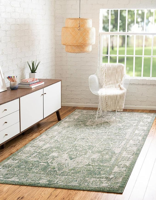 Unique Loom Isabella Collection Area Rug - Adjani (5' 1" x 8' Rectangle, Green/ Ivory)