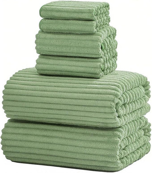 6-Piece Bath Towel Set(30"x60"), 2 Large Bath Towel Sheets, 2 Hand Towels and 2 Washcloths - Highly Absorbent Quick Dry Microfiber,Ultra Soft Towel Set for Bathroom (Sage Green
