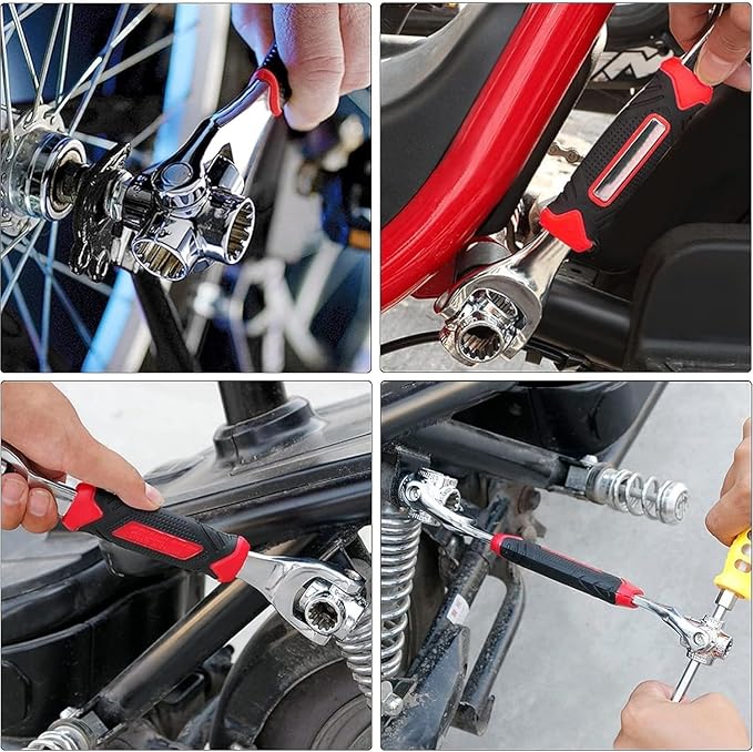 48 in 1 Universal Socket Wrench,Multifunction Wrench Tool with 360° Rotating Head,Ratchet Spanner Tool for Home and Bicycle Car Repair