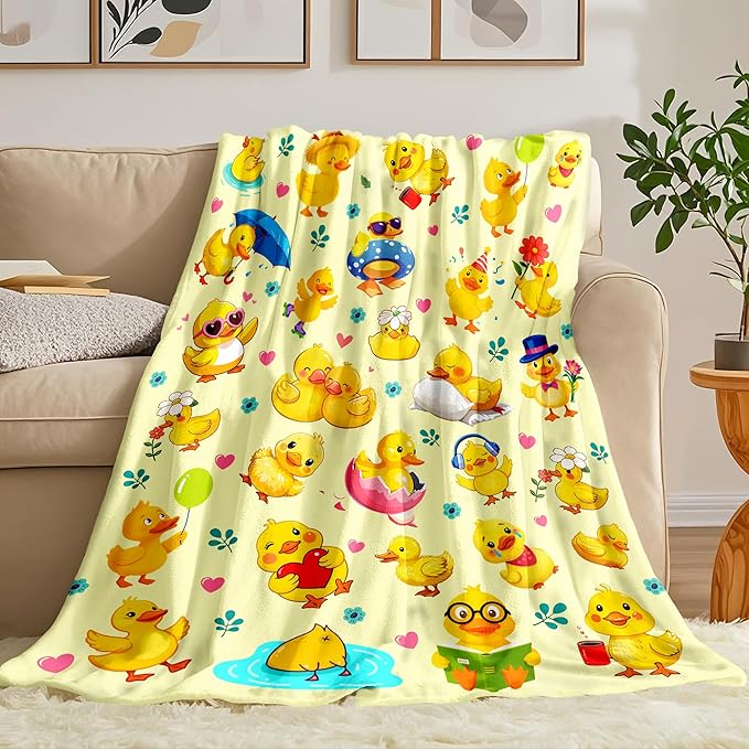 Duck Blanket Gifts for Duck Lover Soft Flannel Ducks Throw Blanket Gifts for Women Ducks Themed for Kids Adults 60"x50"