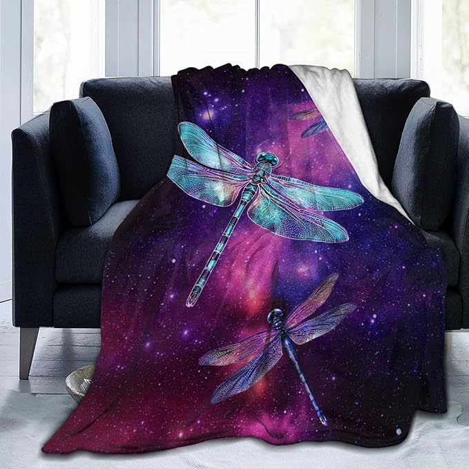 Dragonfly Blanket Gifts for Girls Boys Dragonfly Lovers Throw Blankets Cozy Plush Fleece Flannel Fuzzy for Women Men Decor 80"X60"