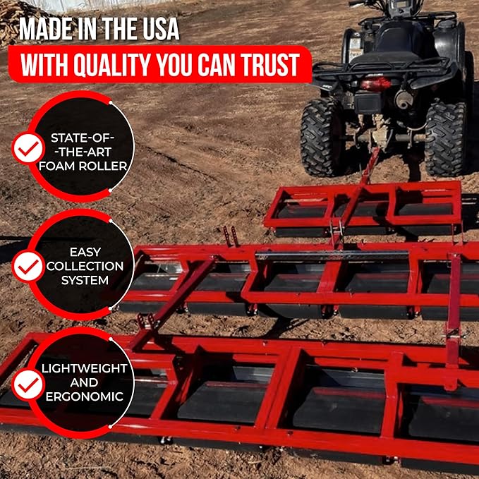 X-Large Pull-Behind Remover Yard Tool – USA Made, Large Burr Remover Tool for Fast & Efficient Burr Removal - Patented Goat Head Roller and Picker - 46" Wide Maximum Coverage