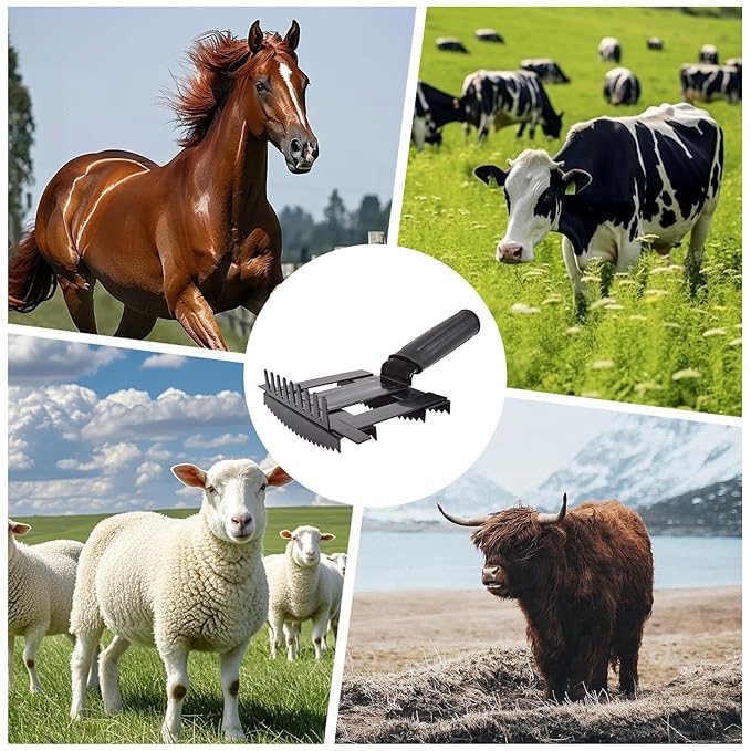 Livestock Scratching Brush - Durable Equine Grooming, Dematting Comb Tool, Sturdy Animal Care Brush, Comfortable Grip Handle, Easy Clean Design, Multipurpose Stable Accessory | Pet Cattle Horse Goat