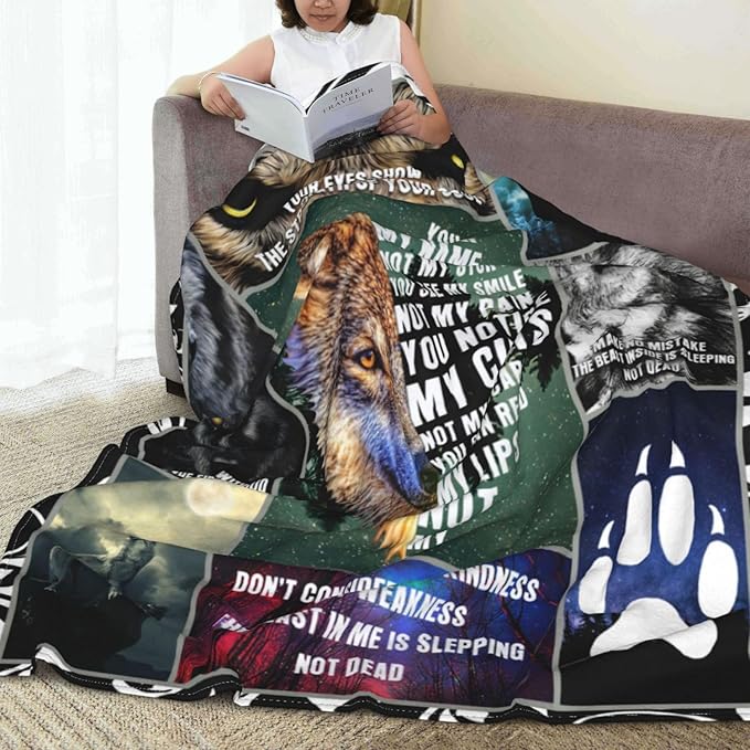 Wolf Blanket Wolfs Throw Blanket Soft Fleece Flannel Bedding Wolves Gifts for Men Boys Women Girls Lovers Adults Stuff Plush for Couch Sofa Bed Room Decor
