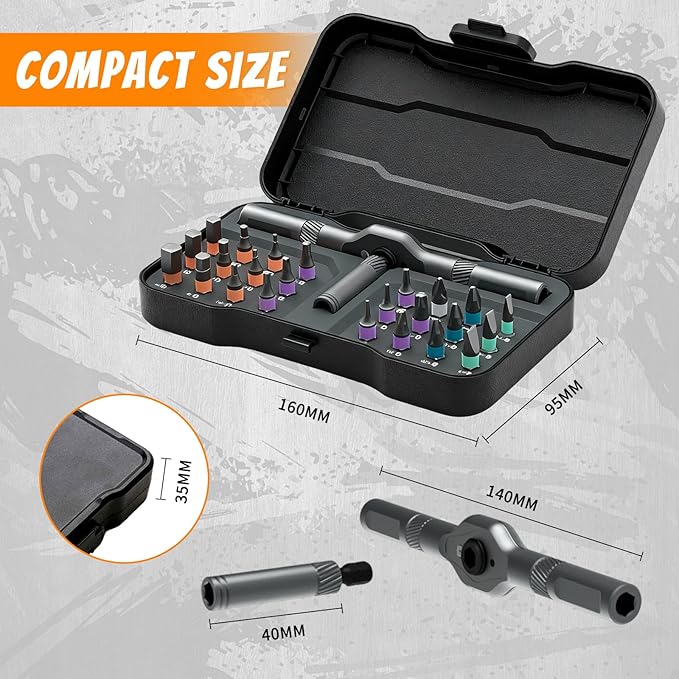 24 in 1 Magnetic Screwdriver Set,Upgrade DIY Ratchet Screwdriver Set with Detachable Ratchet Handle- Precision Repair Tool Kit for Furniture,Computer,Bicycle,Electronics,Phone,Watch