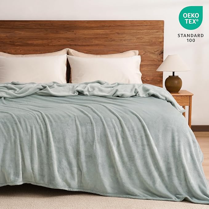 PHF Ultra Soft Fleece Blanket Queen Size, No Shed No Pilling Luxury Plush Cozy 300GSM Lightweight Blanket for Bed, Couch, Chair, Sofa Suitable for All Season, 90" x 90", Jasper Stone