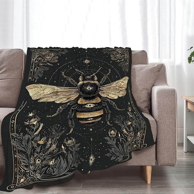 Bee Blanket Bumblebee Animal Throw Blankets Gifts for Girls Boys Kids Bee Lover Soft Cozy Fleece Plush for Couch Sofa Bed 50"x40"