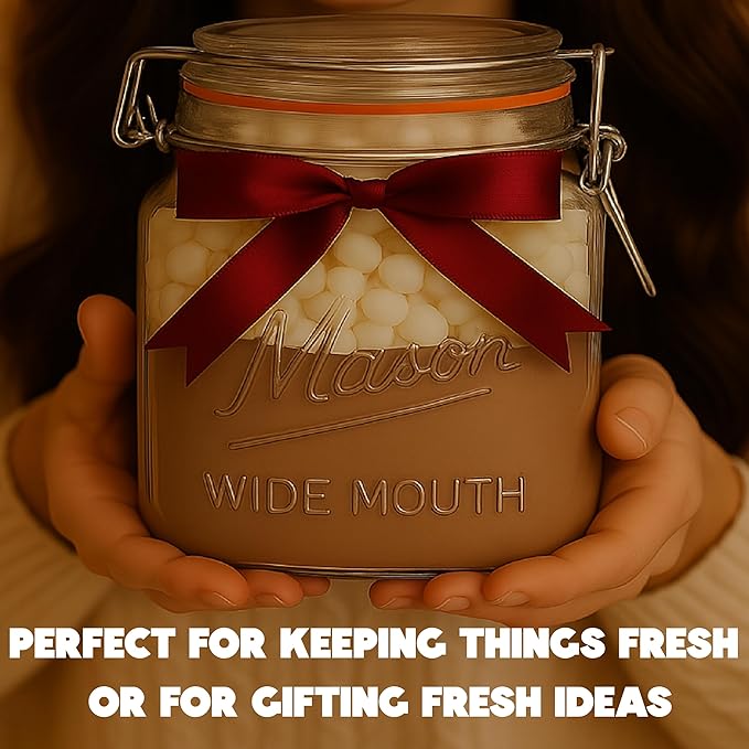 kitchentoolz 64 oz Mason Jars Wide Mouth with Airtight Lids – Set of 2 Half Gallon Glass Jar with Lid – Large Mason Jars with Lids for Kitchen Pantry, Storage, and Canning