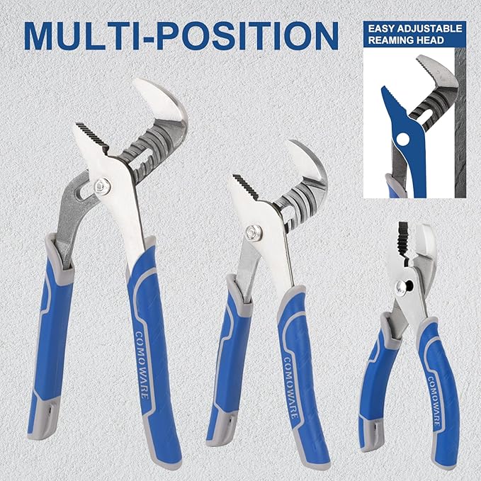 COMOWARE 7Pcs Pliers Set, Mechanic Plier with Rolling Pouch, 10", 8" Groove Joint Pliers, 8" Adjustable Wrench, 8" Linesman, 6" Long Needle Nose, 6" Slip Joint, 6" Diagonal, Roll-Up Pouch Organizer