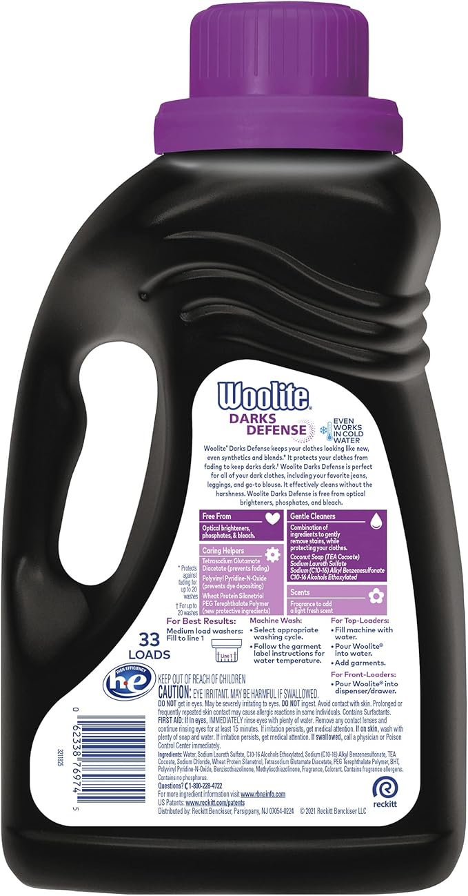 Woolite Darks Defense Liquid Laundry Detergent, Light Fresh Scent, 33 Loads, 50 Fl Oz